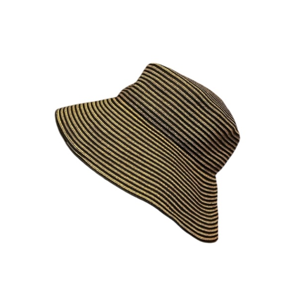 Eric Javits Accessories - Eric Javits Packable Squishee Tan Black Woven Bucket Hat - OS